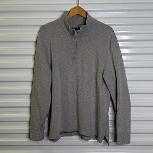 Charles Tyrwhitt 100%Cotton Mens L Quarter 1/4 Zip Mock Neck Light Grey Pullover